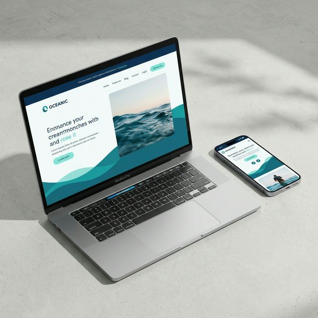 Custom small-business website homepage shown on desktop and mobile